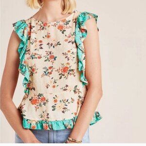 Farm Rio Floral Ruffle Blouse Large